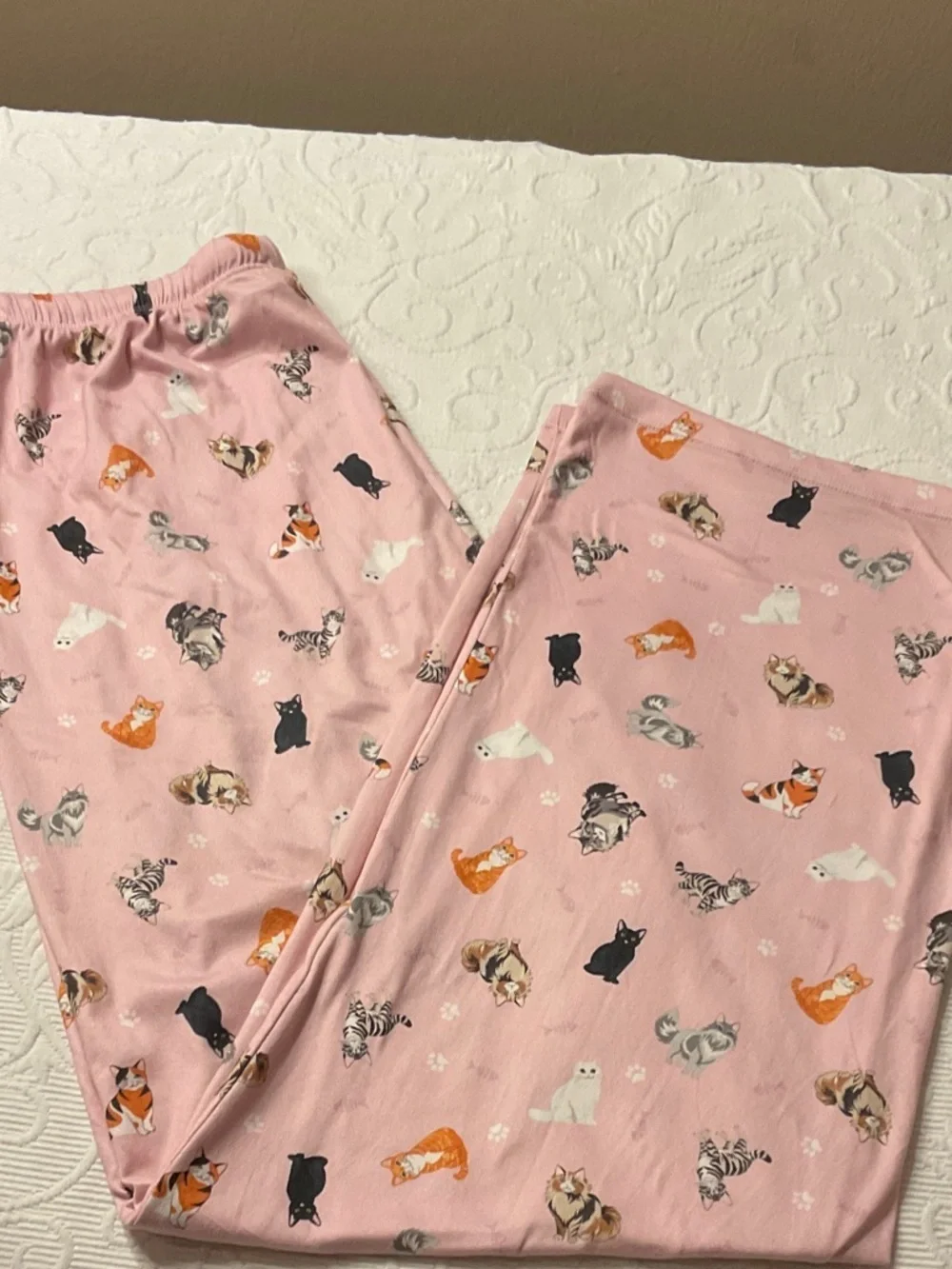 Women’s Pink Cat Print Pajama Pants - Cozy Lounge Bottoms XL Cat Lover